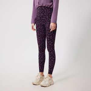 Leggings taille haute pour <span class=keywords><strong>femme</strong></span>-<span class=keywords><strong>Pantalon</strong></span> imprimé opaque doux pour le contrôle du ventre avec léopard pour le patinage d'entraînement avec intérieur en polaire - Product Image 3