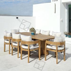 Mobilier de salle à manger d'extérieur Ensemble de <span class=keywords><strong>8</strong></span> chaises de table rectangulaire de luxe moderne en bois de teck massif - Product Image 5