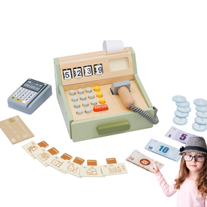Ensemble de jouets éducatifs <span class=keywords><strong>en</strong></span> <span class=keywords><strong>bois</strong></span> pour enfants, <span class=keywords><strong>caisse</strong></span> <span class=keywords><strong>enregistreuse</strong></span> artificielle de supermarché, machine de vente de pièces de monnaie, maison de jeu pour garçons et filles - Product Image 2