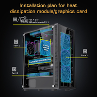 Lovingcool Usine Nouveau Style Gamer PC Cas ATX CPU RGB Cube Côté Verre PC Gaming Ordinateur Cabinet Mid Towers Desktop Cover Case