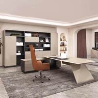 Bureau de travail de luxe pour immeuble de bureaux, plateau en panneau de fibres à densité moyenne (MDF), capacité de charge sans fil, montage facile, individuel