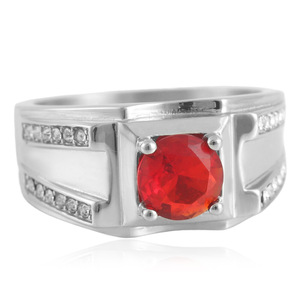 Anillo geométrico con piedras preciosas rojas para mujer, joyería de moda de acero inoxidable con engaste de puntas, regalo 210162 - Product Image 1