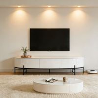 Meuble TV flottant en bois personnalisé BALOM avec LED et rangement pour petits appartements, meuble TV moderne pour salon/salle à manger
