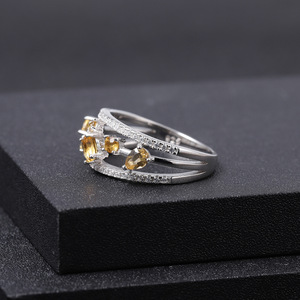 มีสินค้าในสต็อก แหวนพลอยคริสตัลสีเหลืองฝังเงิน 925 วินเทจ ความสง่างามสูง ขายตรงจากโรงงาน - Product Image 3