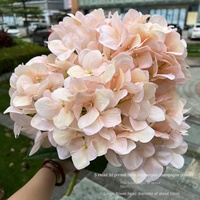 Nouvelles fleurs artificielles d'hortensia en soie imprimées en 3D, 5 têtes pour 50 cm de hauteur, feuilles de simulation pour utilisation murale