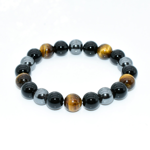 Ojo de Tigre de <span class=keywords><strong>hematita</strong></span> y obsidiana negra de alta calidad pulsera de <span class=keywords><strong>piedra</strong></span> Natural - Product Image 1