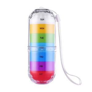 Deke Rainbow 7 Day <b>Waterproof</b> Pill Tower Box Medicine Planner Case Medication, Vitamin Holder Organizer Dispenser Custom - Product Image 1