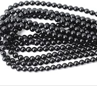 Perles rondes en pierre précieuse obsidienne noire naturelle, amples, pour la fabrication de bijoux, 4MM, 6MM, 8MM, 10MM, 12MM