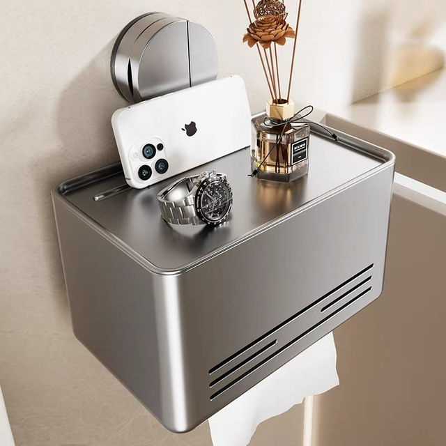 Nordic Minimalist Square Toilet Paper Holder Punch Free Wall Mounted Waterproof Tissue Box Easy Pull Paper Hotel Shower Room