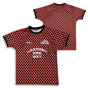Vêtements de sport personnalisés Logo pressé à chaud Motif de conception en tartan de sublimation Chemises de football de rue
