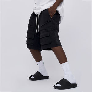 Pantalones Cortos Deportivos Bermuda de Algodón Liso con Cintura Elástica y Bolsillos Laterales Personalizados para Hombre, Fabricación de Verano - Product Image 5