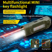 Mini lampe torche multifonctionnelle EDC avec buzzer, crochet magnétique, étanche, lampe LED en ABS avec batterie rechargeable