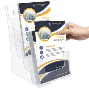 Niseven Nieuwe Muurbevestiging Of Desktop Drievoudige Brochure Dispenser A5 Doorzichtige Plastic Displaystandaard Multi Tier Acryl Literatuurhouder