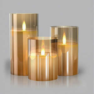 Kanlong 3 pz Set batteria di vetro grigio ambra di natale tremolante funzione senza fiamma decorazione per la casa Led candele di cera barattolo di vetro - Product Image 1