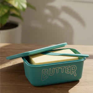 Plato para mantequilla de plástico PP de estilo moderno con tapa y cuchillo para almacenamiento en la cocina, plato para queso, uso en refrigerador. - Product Image 3
