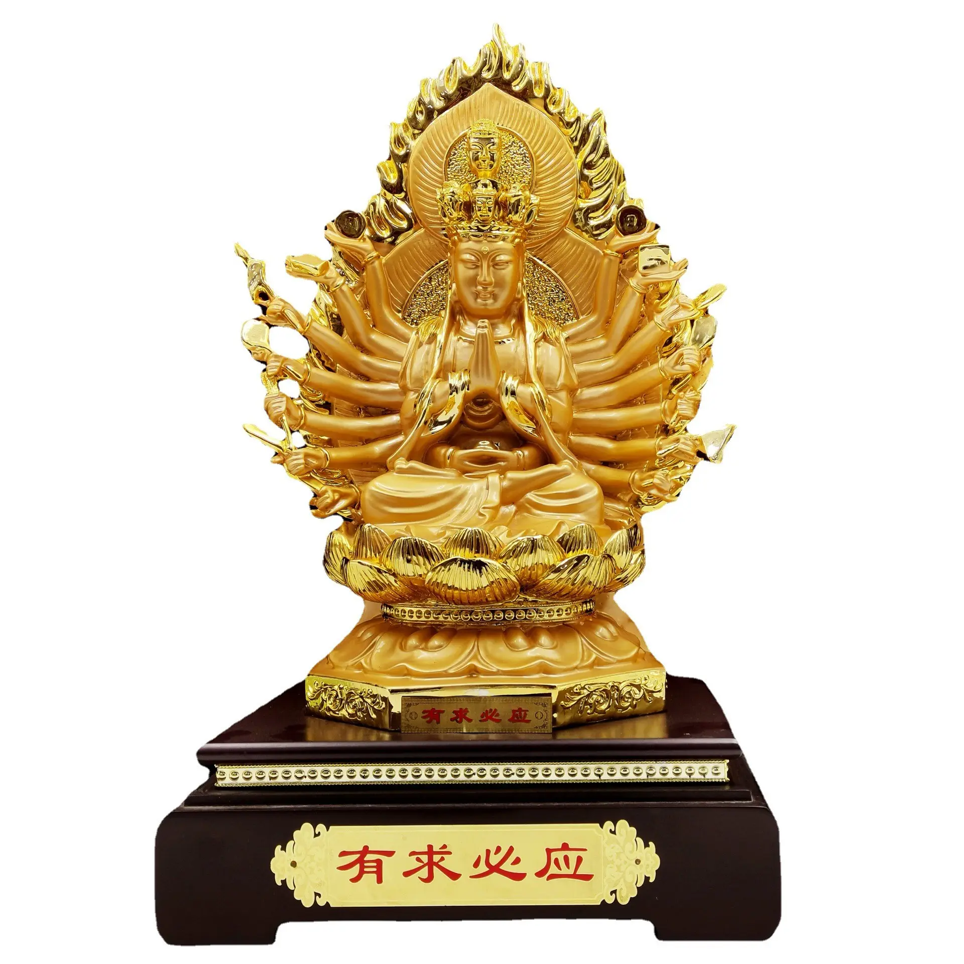 Tempel garten Tausend Hand Guanyin Bodhisattva Skulptur Kwan Yin Avalo kites hvara Göttin Sitzen Lotus Kleine Statue