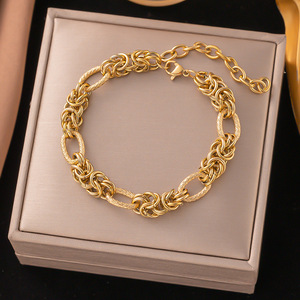 Nuovo gioiello di moda personalizzato hip hop 18K oro acciaio inossidabile bracciale donna - Product Image 1