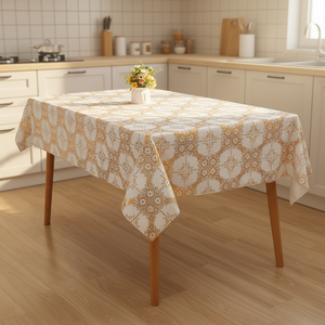 Manteles <span class=keywords><strong>de</strong></span> PVC Modernos con Diseño Floral Estampado, Jacquard, Sin Fin, Recubiertos en Oro, Impermeables, Desechables, Rectangulares, para Fiestas en Casa - Product Image 4