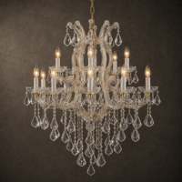 Lustre en cristal Maria Theresa antique américain sur mesure, 15 lumières, luminaire suspendu pour la décoration de table à manger
