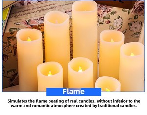 Lot de 9 bougies <span class=keywords><strong>LED</strong></span> sans flamme à piles, en cire véritable, avec télécommande et minuterie, pour la décoration de la maison, de mariages et de Noël - Product Image 4