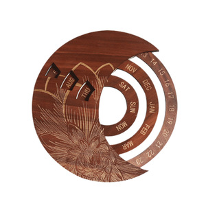 Wooden Creative <b>Perpetual</b> <b>Calendar</b> Wall Hanging Round Scandinavian Style Home Decoration Ornament Pine Material - Product Image 4