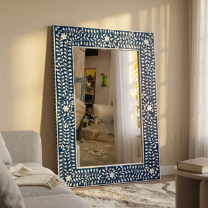 Handmade Modern Square Bone Inlay Polished Edge <b>Wall</b> <b>Mirror</b> - Product Image 1
