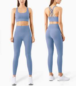 Leggings de compression souples taille haute pour femmes-Ensemble de soutien-gorge de sport croisé Gym Fitness Yoga Suit - Product Image 5