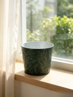 Pot de fleurs décoratif en métal gaufré Carol de 7,5 pouces, galvanisé, style américain rustique, pour extérieur, maison, jardin, plantes