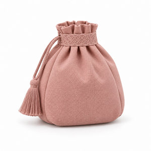 Drawstring Pouch Small Cosmetic <b>Bag</b> with Asanoha Shippo Jacquard Pattern and Morandi Tassel Custom Logo - Product Image 4