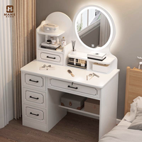 Miroir éclairé Coiffeuse de maquillage avec tiroirs Design Ménage Chambre Cristal Logo personnalisé de luxe Meubles de chambre à coucher