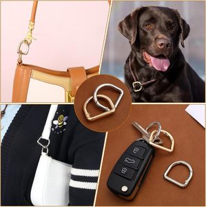 D Rings For Purse Pcs D Ring Spring Key Hooks Silver And <b>Gold</b> Metal Keyring Clip For DIY Crafts Keychain Belt <b>Backpacks</b> Handbag - Product Image 6