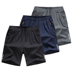 Shorts d'été décontractés pour hommes, taille élastique, en soie glacée, pour affaires, loisirs, plage, sport, coupe ample, séchage rapide, confortables et légers - Product Image 1