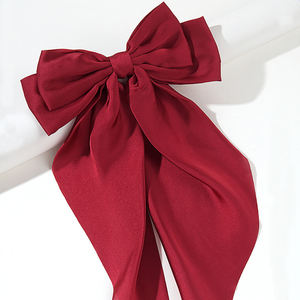 새로운 트렌드 공주 활 클립 헤어그립 헤어 액세서리 여성용 달콤한 블랙 레드 큰 활 헤어 리본 클립 - Product Image 6