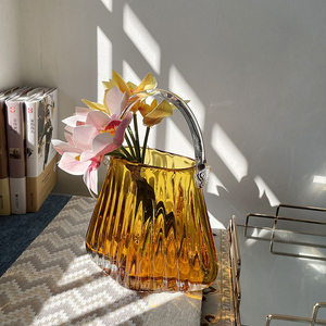 Sac à main de luxe léger panier vase en <span class=keywords><strong>verre</strong></span> transparent décoration de salon porte-monnaie <span class=keywords><strong>fleur</strong></span> Vases en <span class=keywords><strong>verre</strong></span> et cristal - Product Image 5