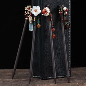 Horquilla Antigua de Madera de Ébano Negro con Borla, Accesorio para el Cabello de Madera, Horquilla Hanfu, Accesorios para el Cabello de Traje Tradicional Chino - Product Image 1