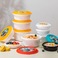 Bols à pâtes en plastique jetables pour soupe à salade et nouilles Conteneur rond à emporter Conteneur de stockage des aliments Boîte à emporter