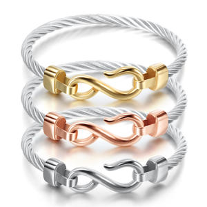High-End 18k bracciale in acciaio placcato oro titanio acciaio inossidabile filo filo gancio da pesca figura alla moda 8 braccialetti - Product Image 1