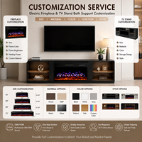 Meuble TV moderne très vendu avec étagères de rangement ouvertes, support TV avec cheminée électrique et cristaux pour usage domestique