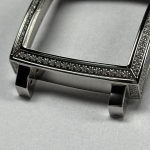 Boîtier de montre de haute qualité en acier inoxydable 316L personnalisé de 32 mm, incrusté de pierres CZ carrées, verre minéral, compatible avec le <span class=keywords><strong>mouvement</strong></span> <span class=keywords><strong>RONDA</strong></span> 505 - Product Image 6