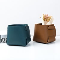 Prêt à expédier porte-stylo pliable en cuir plateau paniers stockage étui à crayons pour bureau