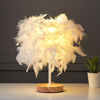 Lampe de table nordique en plumes blanches, lampe de chevet LED, base en métal, décoration moderne pour la maison, chambre à coucher, cadeau esthétique romantique