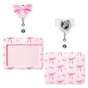 Étui à cartes horizontal rose à motif nœud avec boucle rotative <span class=keywords><strong>extensible</strong></span> et facile à retirer pour <span class=keywords><strong>badge</strong></span> - Product Image 4