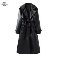 Manteau Trench Lumos Printemps Nouvelle Collection Simple Décontracté Ample Double Boutonnage Ceinturé à Revers Mi-longueur Personnalisation du Logo Disponible