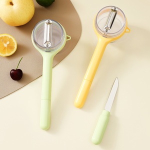 Outil de cuisine portable OEM : Éplucheur de fruits en plastique, grattoir et éplucheur, avec seau de rangement pour fruits et légumes - Product Image 1