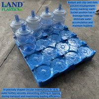 Palette en plastique industrielle robuste à 4 voies et 16 bacs pour bouteilles d'eau de 18,9 L, empilable, en PEHD, avec trous de drainage pour chariot élévateur, antidérapante