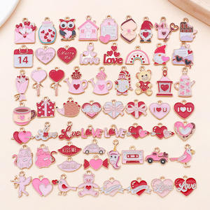 Colgante de Aleación de Zinc con Diseño de Oso de Chocolate con Corazón y Aceite que Gotea, Estilo Dibujos Animados, Color Rosa, para el Día de San Valentín, Accesorios de Joyería DIY - Product Image 6