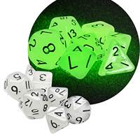 Ensemble de dés polyédriques miniatures en acrylique personnalisés 2021, 7 pièces, qui brillent dans le noir, pour jeux de rôle