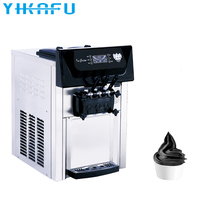 Nouvelle machine à crème glacée molle 3 saveurs pour comptoir et table, compatible lait et eau, 2+1 saveurs mélangées, usage commercial