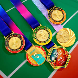 Médaille d'or de badminton pour enfants personnalisable Jeux de sport Champion Liste de cristaux Trophées en métal Médailles <span class=keywords><strong>et</strong></span> plaques - Product Image 5
