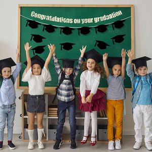 Decoración troquelada con forma de birrete de graduación, papel negro ecológico para suministros de fiesta de graduación - Product Image 3
